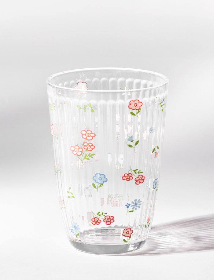 Verre texturé fleuri