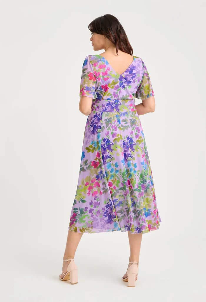 Victoria Angel Sleeve Mesh Midi Curve+ Dress