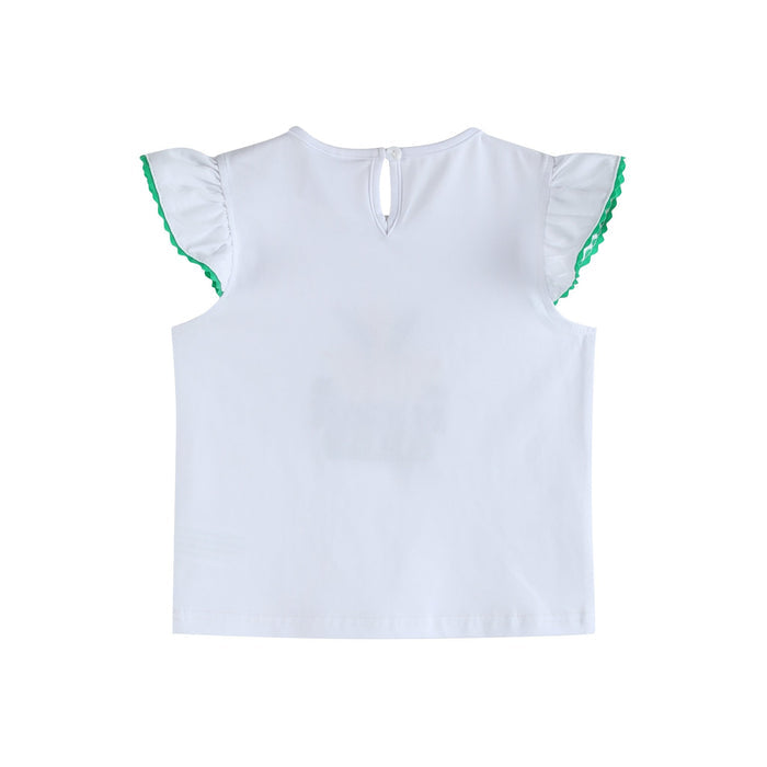 White Mardi Gras Applique Ruffle Shirt - Lil Cactus