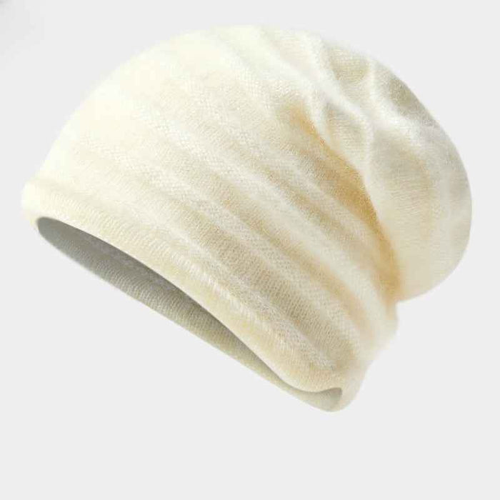 Women's 100% Cashmere Ear-Protection Slouchy Beanie – Knit Winter Hat