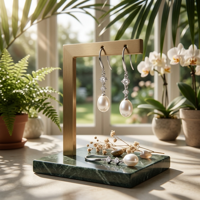 Women's Natural Freshwater Pearl Earrings – 925 Sterling Silver