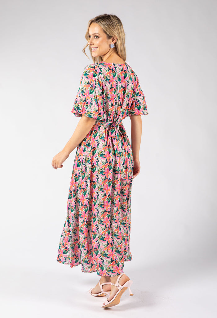 Zia Puff Sleeve Floral Midi Dress