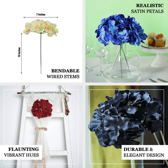 10 Pack - White Artificial Hydrangeas Head and Wire Stems - DIY Dual Tone Hydrangea Flower Arrangements