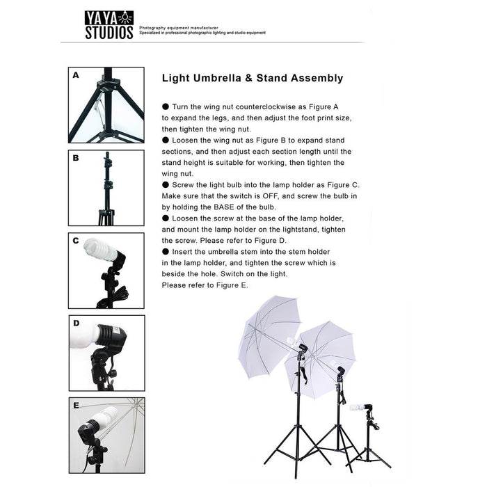10Ft Background Support System, 600W 6500K White Umbrella Lighting Photo Video Studio Kit With Chromakey Background Muslins (Green Black White) - Free Carry Case