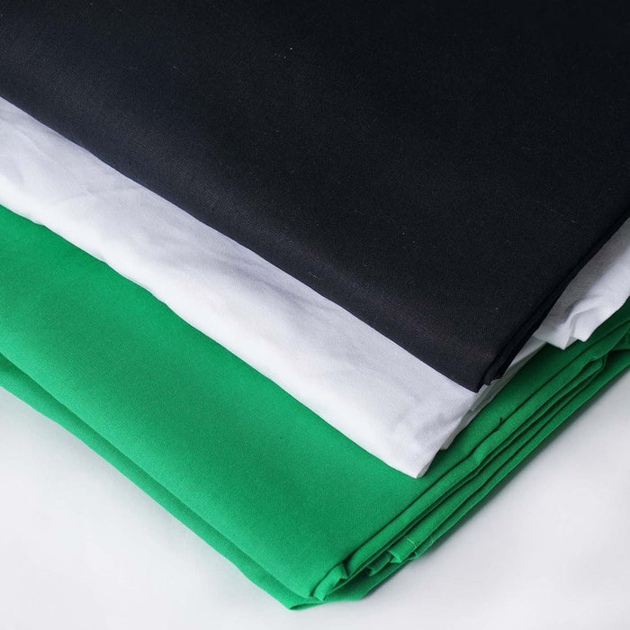 10Ft Background Support System, 600W 6500K White Umbrella Lighting Photo Video Studio Kit With Chromakey Background Muslins (Green Black White) - Free Carry Case