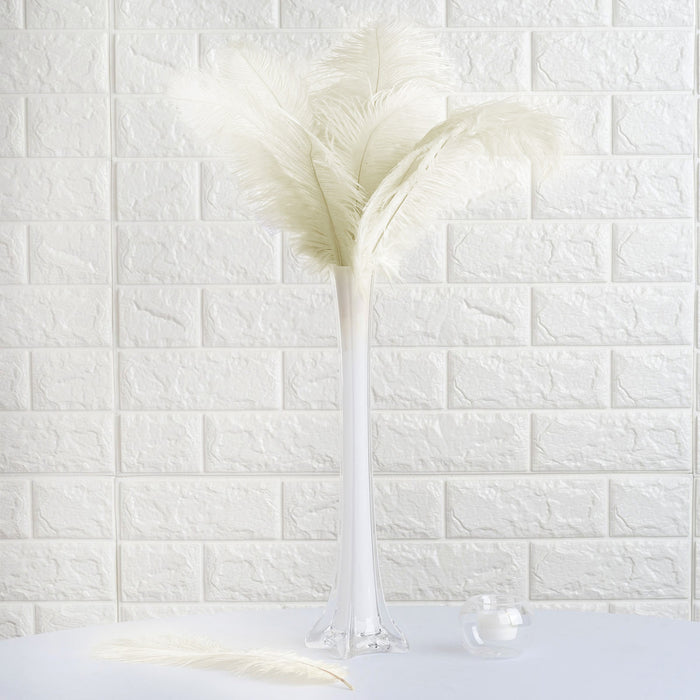 12 Pack | 13"-15" Natural Plume Real Ostrich Feathers Vase Centerpiece - Cream / Ivory