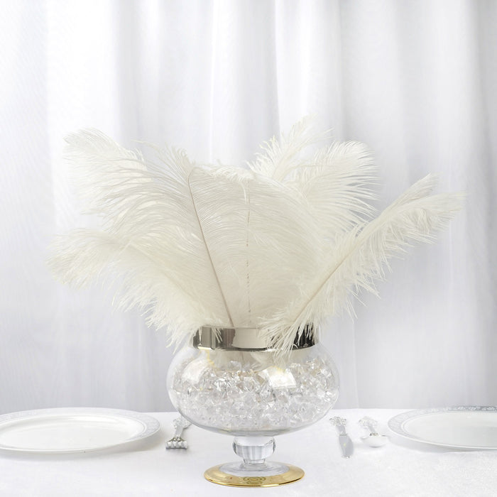 12 Pack | 13"-15" Natural Plume Real Ostrich Feathers Vase Centerpiece - Cream / Ivory