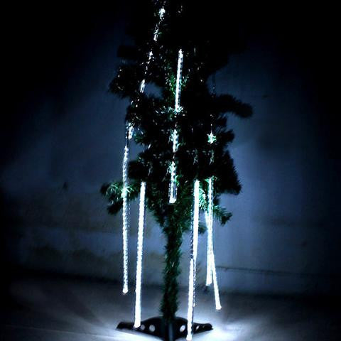 144 LED Meteor Shower Waterproof Rain Lights Tube - White - SET of 8