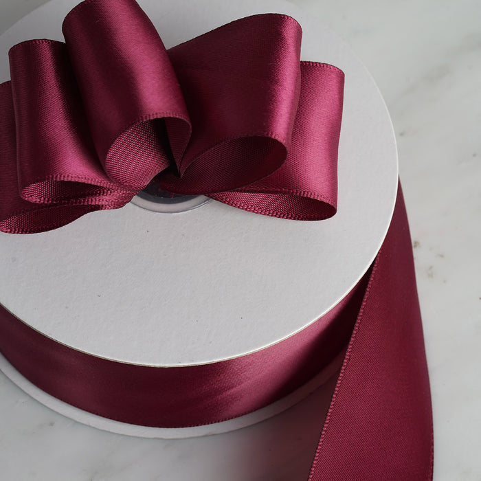 1.5" x 50 Yards Solid Satin Ribbon - Burgundy
