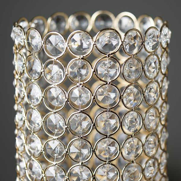 16" Tall Gold Exquisite Wedding Votive Tealight Crystal Candle Holder