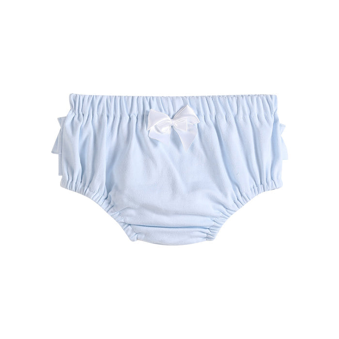 2 pc Set Light Blue and White Ruffle Knit Cotton Bloomers - Lil Cactus