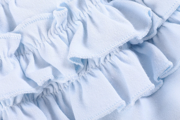 2 pc Set Light Blue and White Ruffle Knit Cotton Bloomers - Lil Cactus