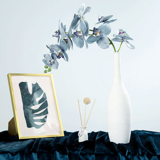 2 Stems - 40inch Charcoal Gray Artificial Long Stem Orchids - Silk Flowers Orchid Bouquet
