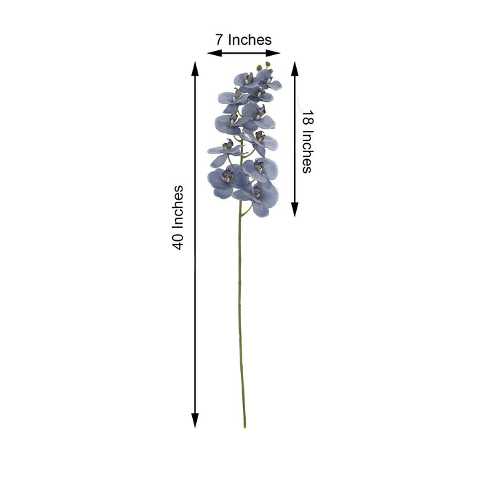 2 Stems - 40inch Charcoal Gray Artificial Long Stem Orchids - Silk Flowers Orchid Bouquet