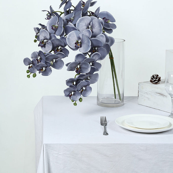 2 Stems - 40inch Charcoal Gray Artificial Long Stem Orchids - Silk Flowers Orchid Bouquet