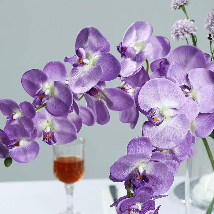 2 Stems - 40inch Lavender Artificial Long Stem Orchids - Silk Flowers Orchid Bouquet