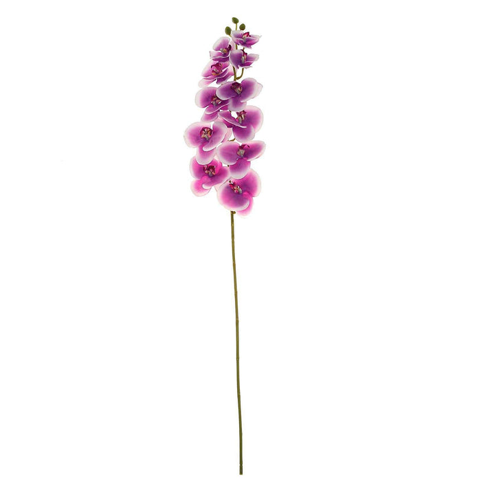 2 Stems - 40inch White/Purple Artificial Long Stem Orchids - Silk Flowers Orchid Bouquet