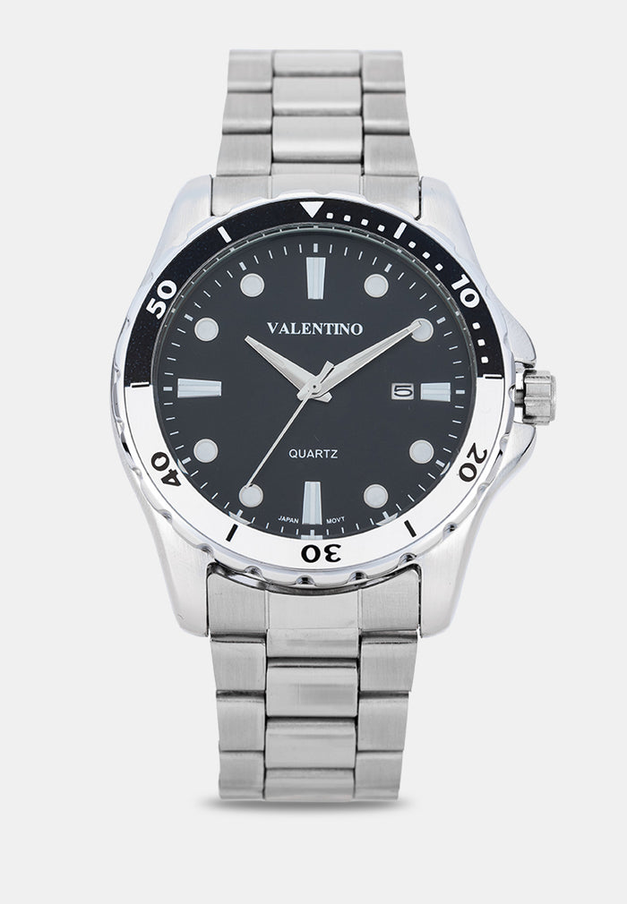 Valentino 20122572-BLACK DIAL Analog Stainless Band Watch for Men-Watch Portal Philippines