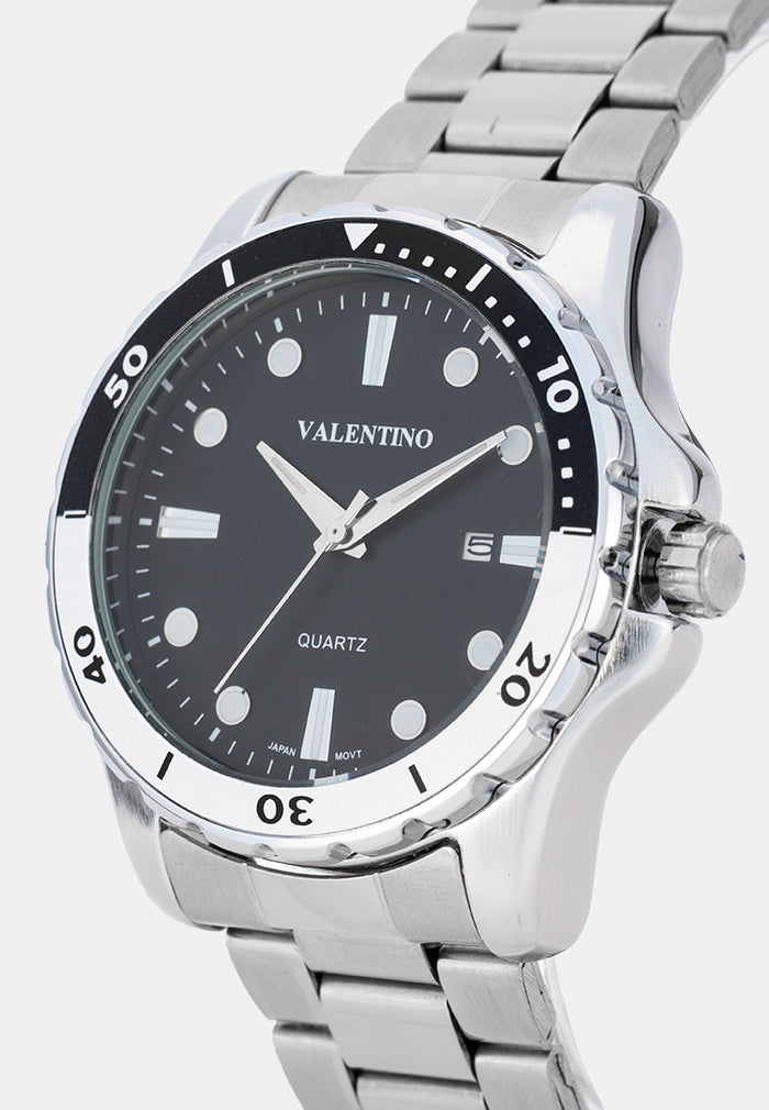 Valentino 20122572-BLACK DIAL Analog Stainless Band Watch for Men-Watch Portal Philippines