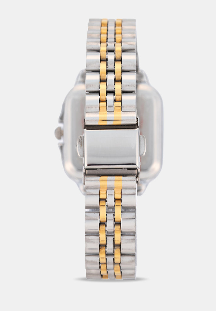 Valentino 20122573-TWO TONE-BLACK DIAL Analog Stainless Band Watch for Women-Watch Portal Philippines