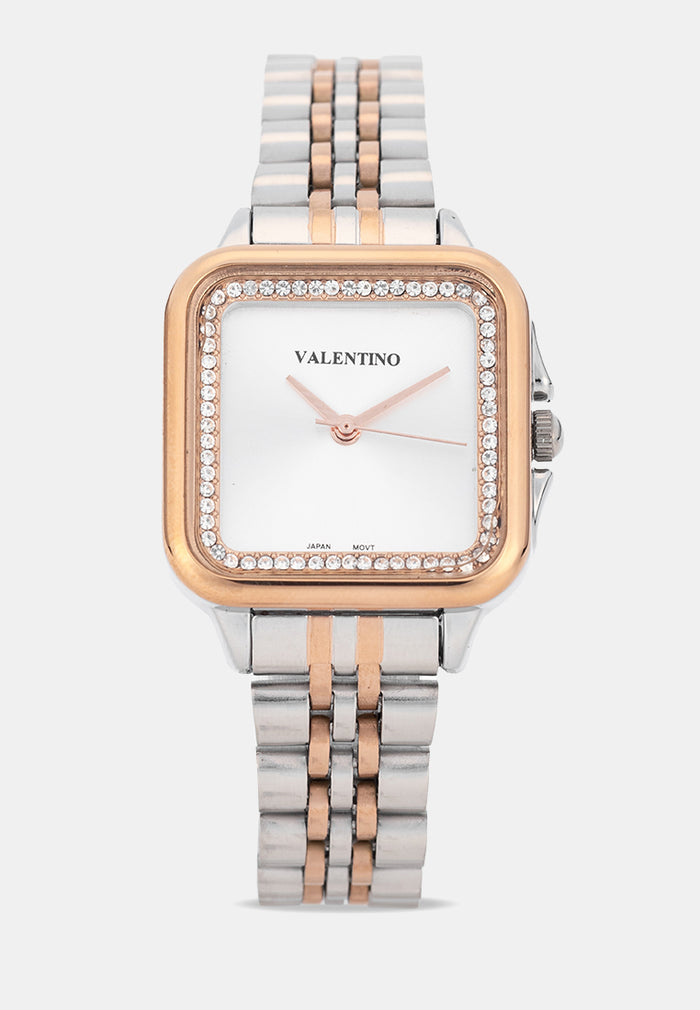 Valentino 20122574-TWO TONE-SILVER DIAL Analog Stainless Band Watch for Women-Watch Portal Philippines