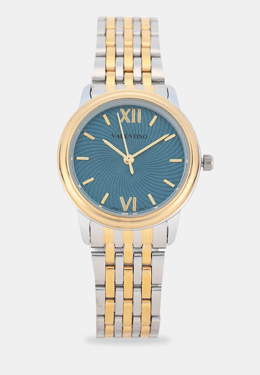 Valentino 20122576-TWO TONE-BLUE DIAL Analog Stainless Band Watch for Women-Watch Portal Philippines