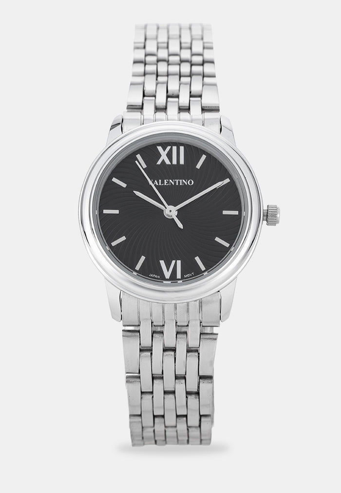 Valentino 20122578-BLACK DIAL Analog Stainless Band Watch for Women-Watch Portal Philippines