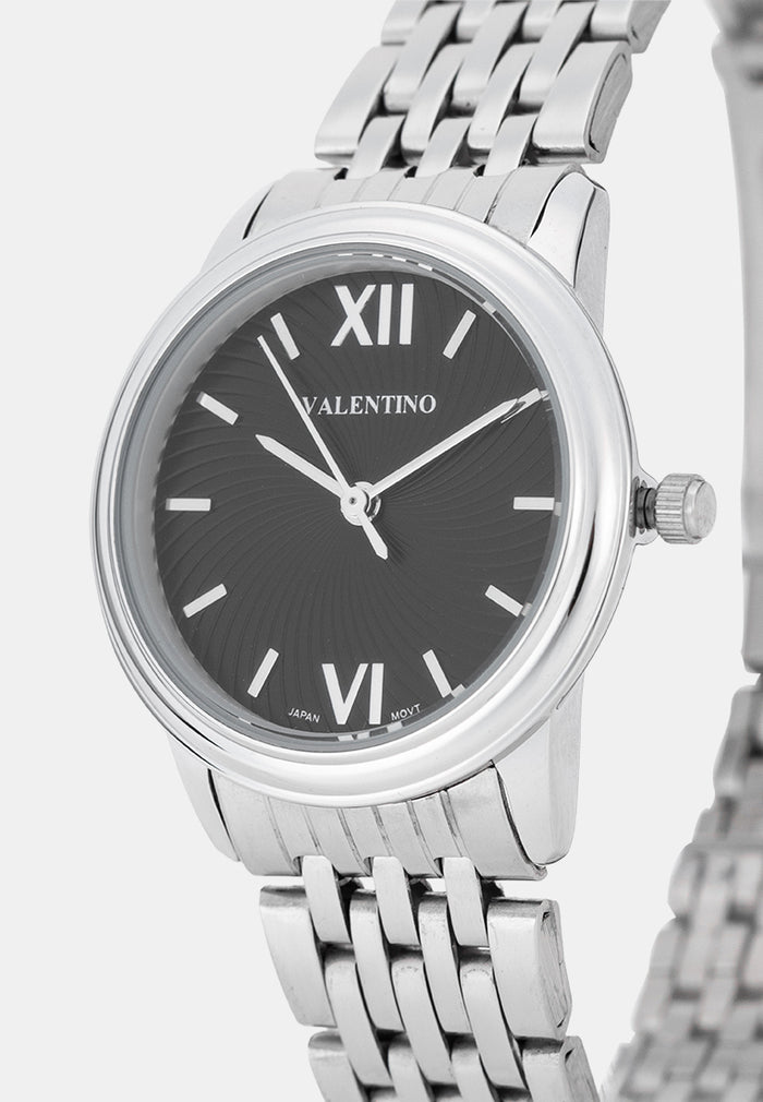 Valentino 20122578-BLACK DIAL Analog Stainless Band Watch for Women-Watch Portal Philippines