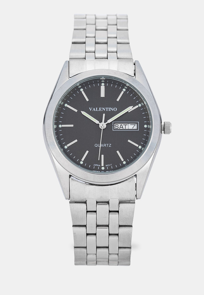 Valentino 20122580-BLACK DIAL Analog Stainless Band Watch for Men-Watch Portal Philippines