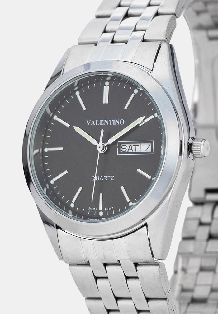 Valentino 20122580-BLACK DIAL Analog Stainless Band Watch for Men-Watch Portal Philippines