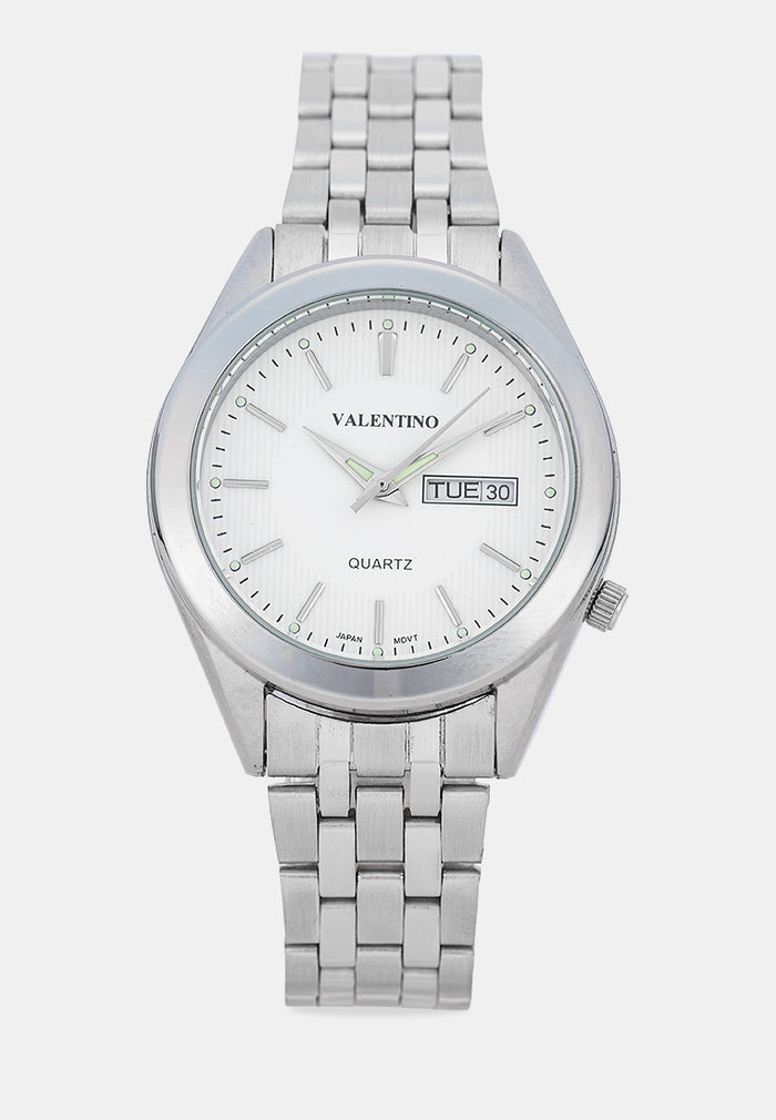 Valentino 20122591-WHITE DIAL-SILVER INDEX Analog Stainless Band Watch for Men-Watch Portal Philippines