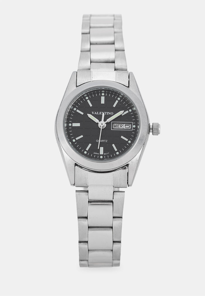 Valentino 20122593-BLACK DIAL Analog Stainless Band Watch for Women-Watch Portal Philippines