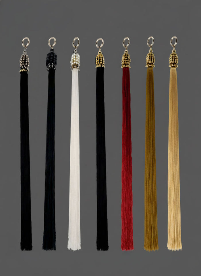 bunch of 22" metal beaded tassels with poliester threads ghost image potraits by object & dawn