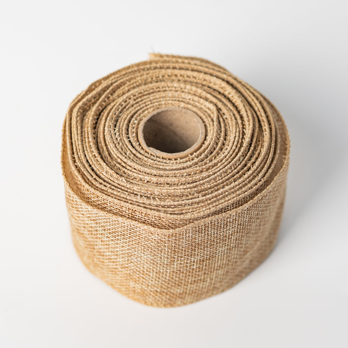 2.5" x 10 Yards Natural Tone Burlap Wired Ribbon