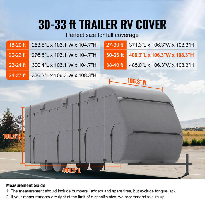 30 To 33 Ft Travel Trailer Cover Waterproof Windproof