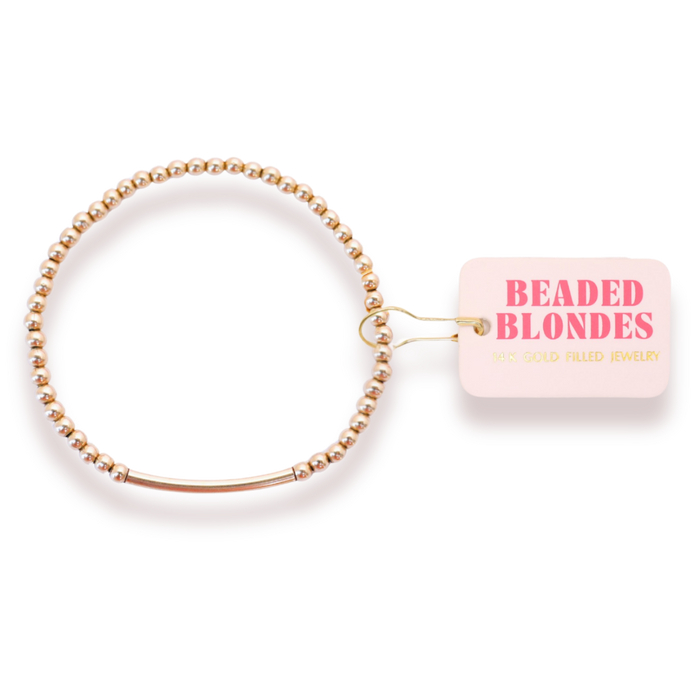 3mm Gold Bar Beaded Bracelet