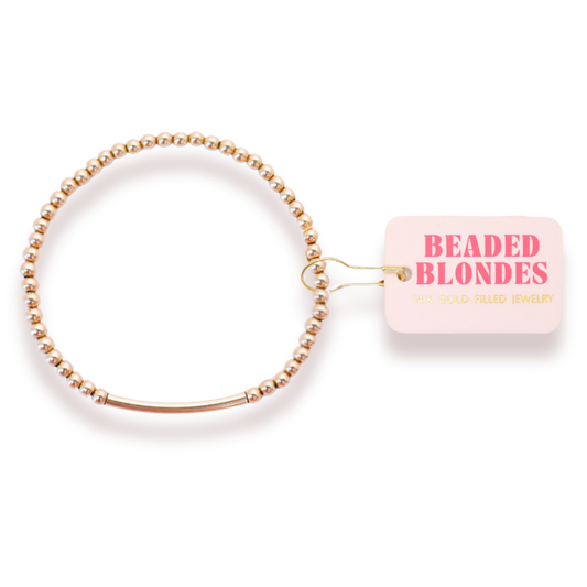 3mm Gold Bar Beaded Bracelet