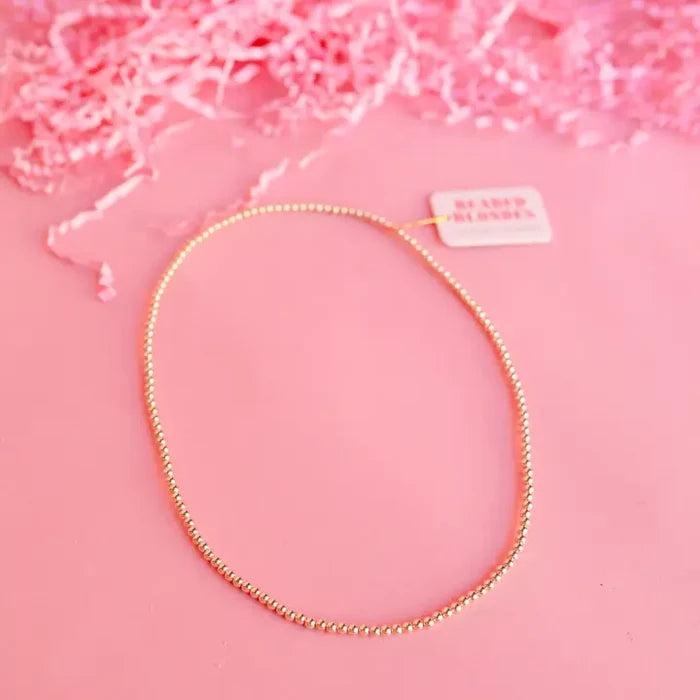 3mm Gold Beaded Necklace