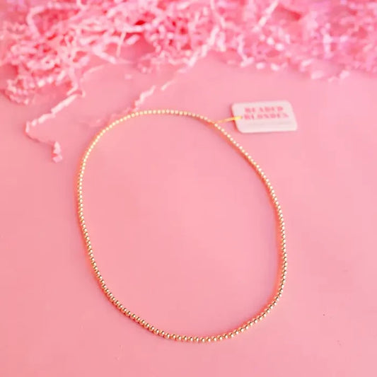3mm Gold Beaded Necklace