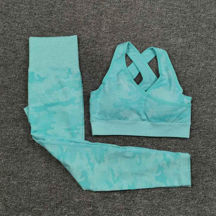 3PCS Camouflage Yoga Set for Women Seamless Fitness Yoga Bra Sports Bra High Waist GYM Camo leggings Pants Fitness Suits