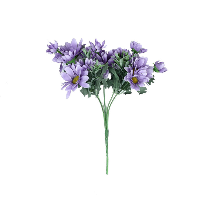 4 Pack | 11inch Artificial Daisy Flower Bushes, Silk Flowers For Vases - Lavender | eFavorMart