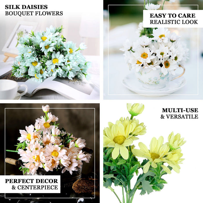 4 Pack | 11inch Artificial Daisy Flower Bushes, Silk Flowers For Vases - Lavender | eFavorMart