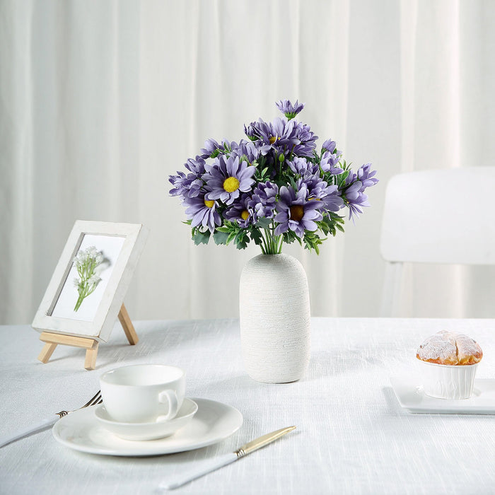 4 Pack | 11inch Artificial Daisy Flower Bushes, Silk Flowers For Vases - Lavender | eFavorMart