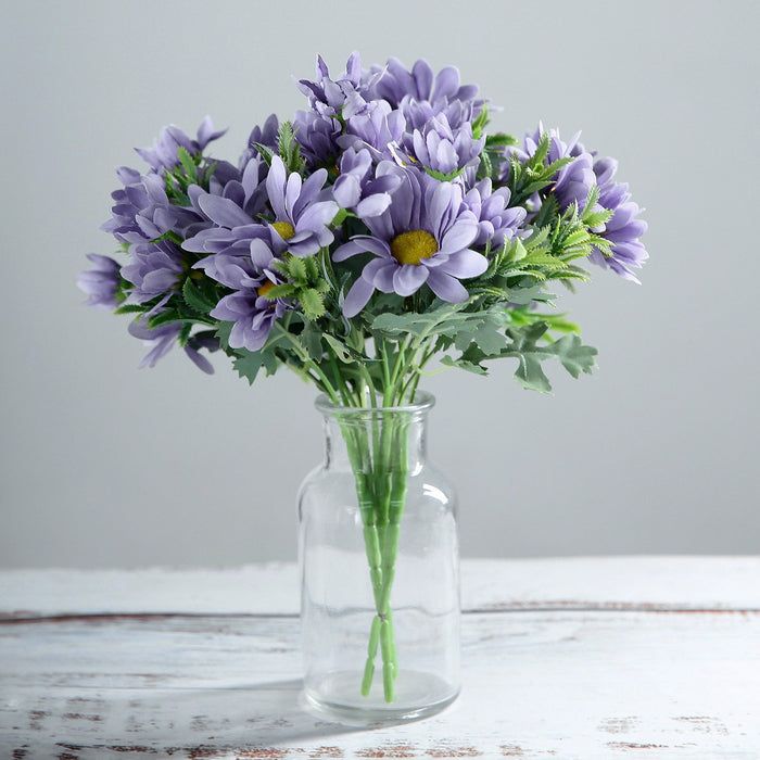 4 Pack | 11inch Artificial Daisy Flower Bushes, Silk Flowers For Vases - Lavender | eFavorMart