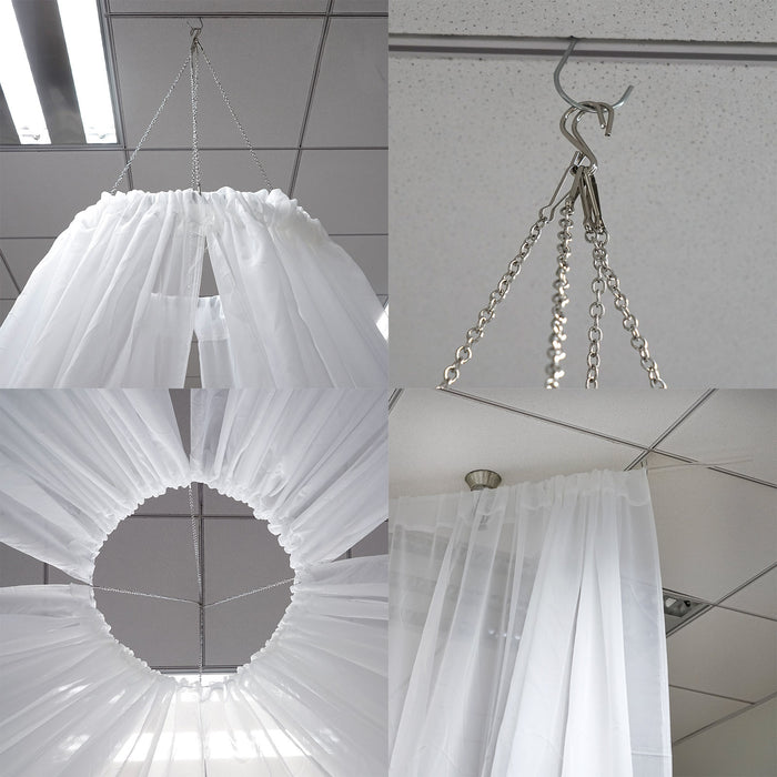 40FT Premium White Fire Retardant Sheer Voil Curtain Ceiling Panel Backdrop