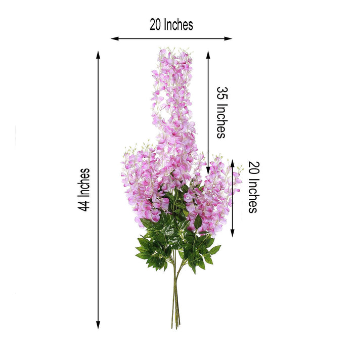 5 Bushes - 44" Artificial Wisteria Vine - Ratta Silk Hanging Flower Garland - Lavender