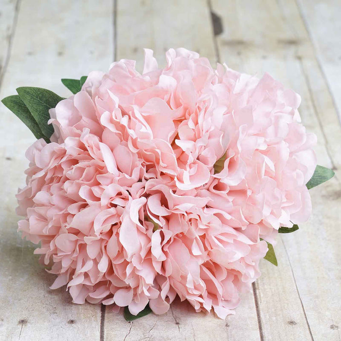 5 Heads | 11" Tall Artificial Peony Bouquet Pink | Silk Flowers Factory