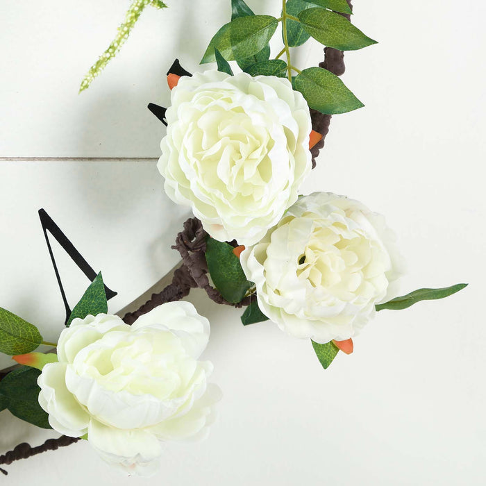 6 ft | Blush | Silk Peony Garland | Bendable Wire Vines | Artificial Flower Garlands with Leaves