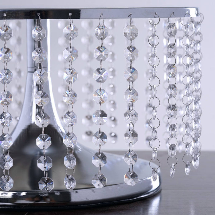 Breathtaking Crystal Pendants Metal Chandelier Wedding Cake Stand - 7.5" Tall