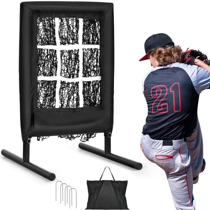 9 Hole Portable Baseball Pitching Net With Strike Zone
